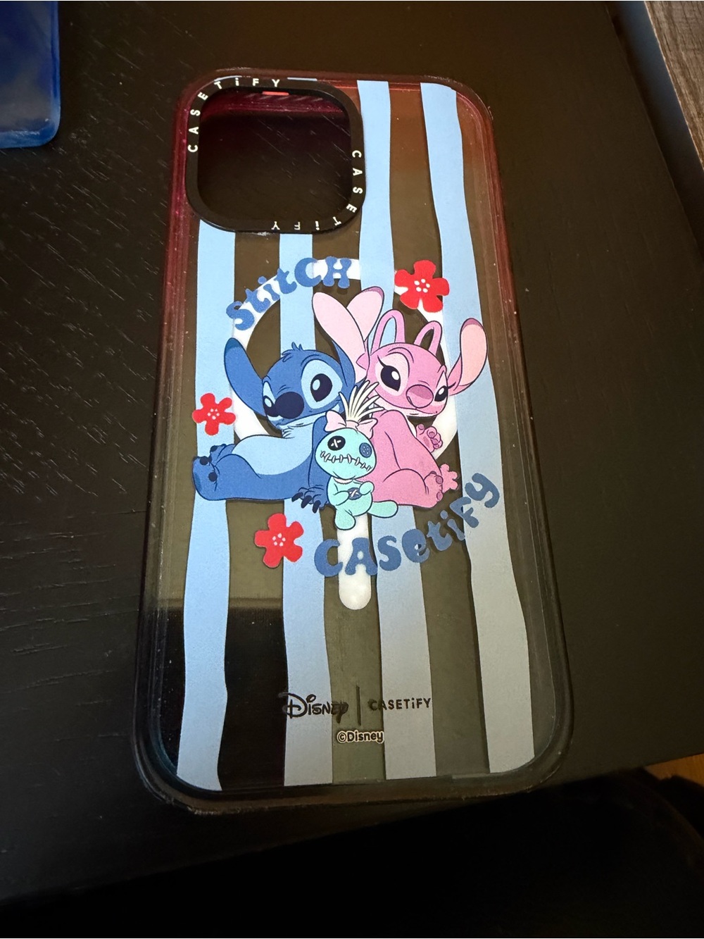 Casetify Disney Stitch & Angel Blue and Pink Stripe Case for IPhone 14 Pro Max